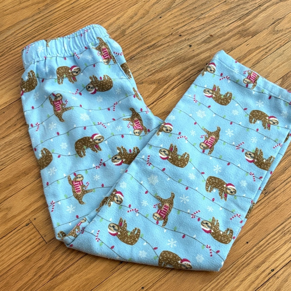 *Lands' End Light Blue Sloth Print Kids Pajama Bottoms
